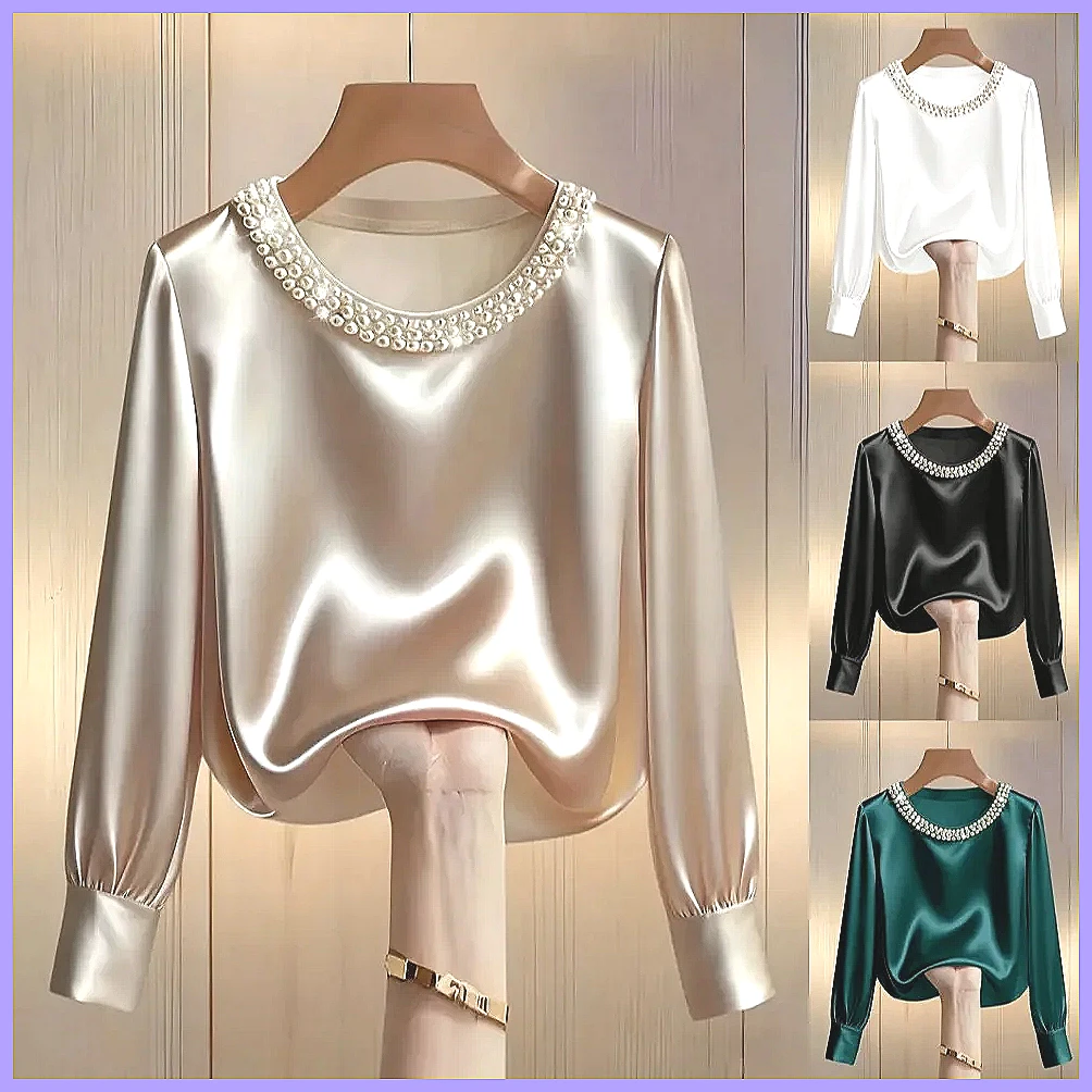 Silk Blouse Button - Blusa Elegante de Satén con Cuentas