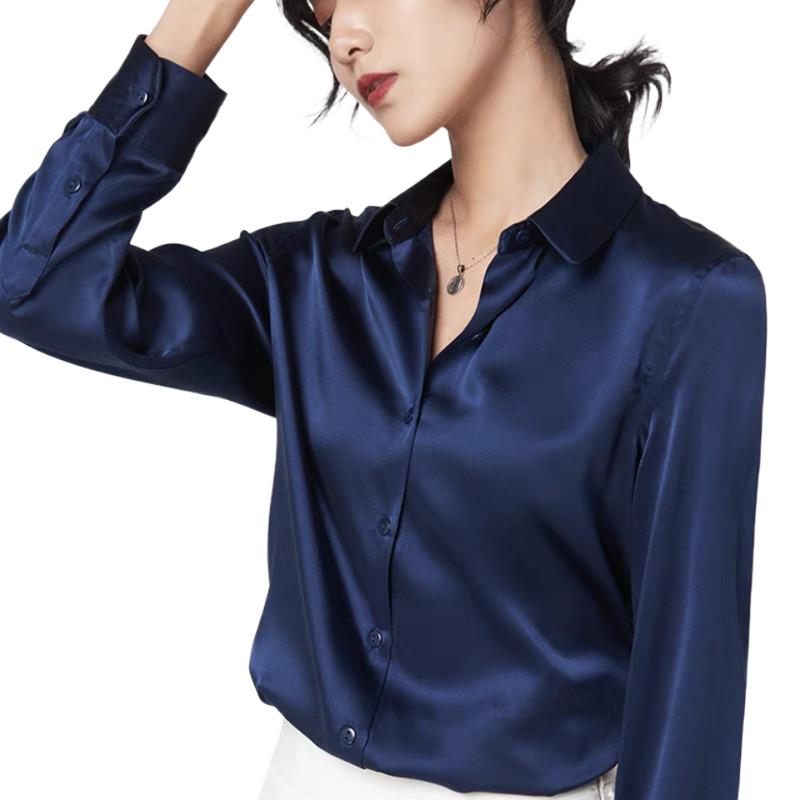 Silk Blouse Button - Blusas elegantes de satén de manga