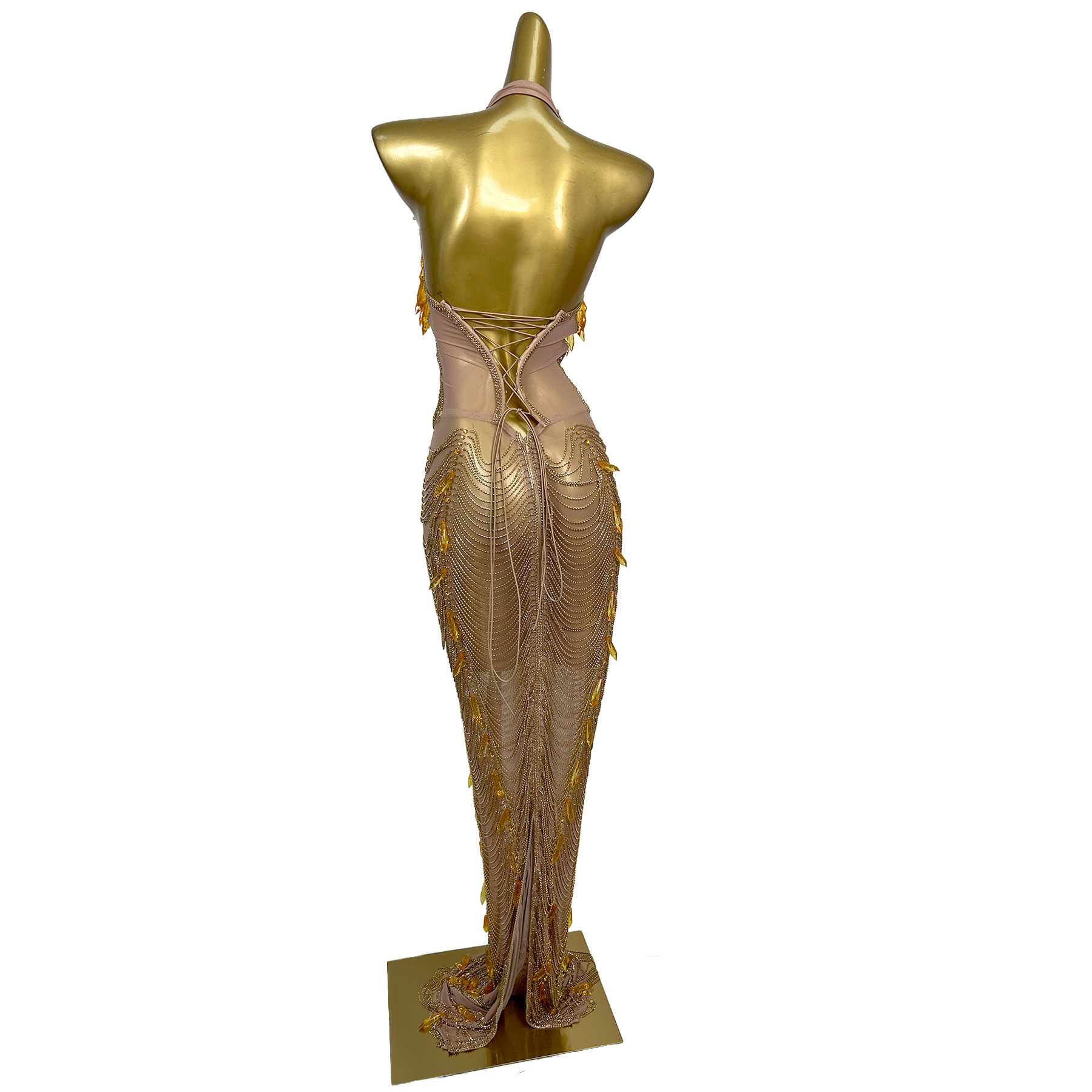 Women Formal Wear For Plus Size - Vestido Largo de Noche Dorado sin