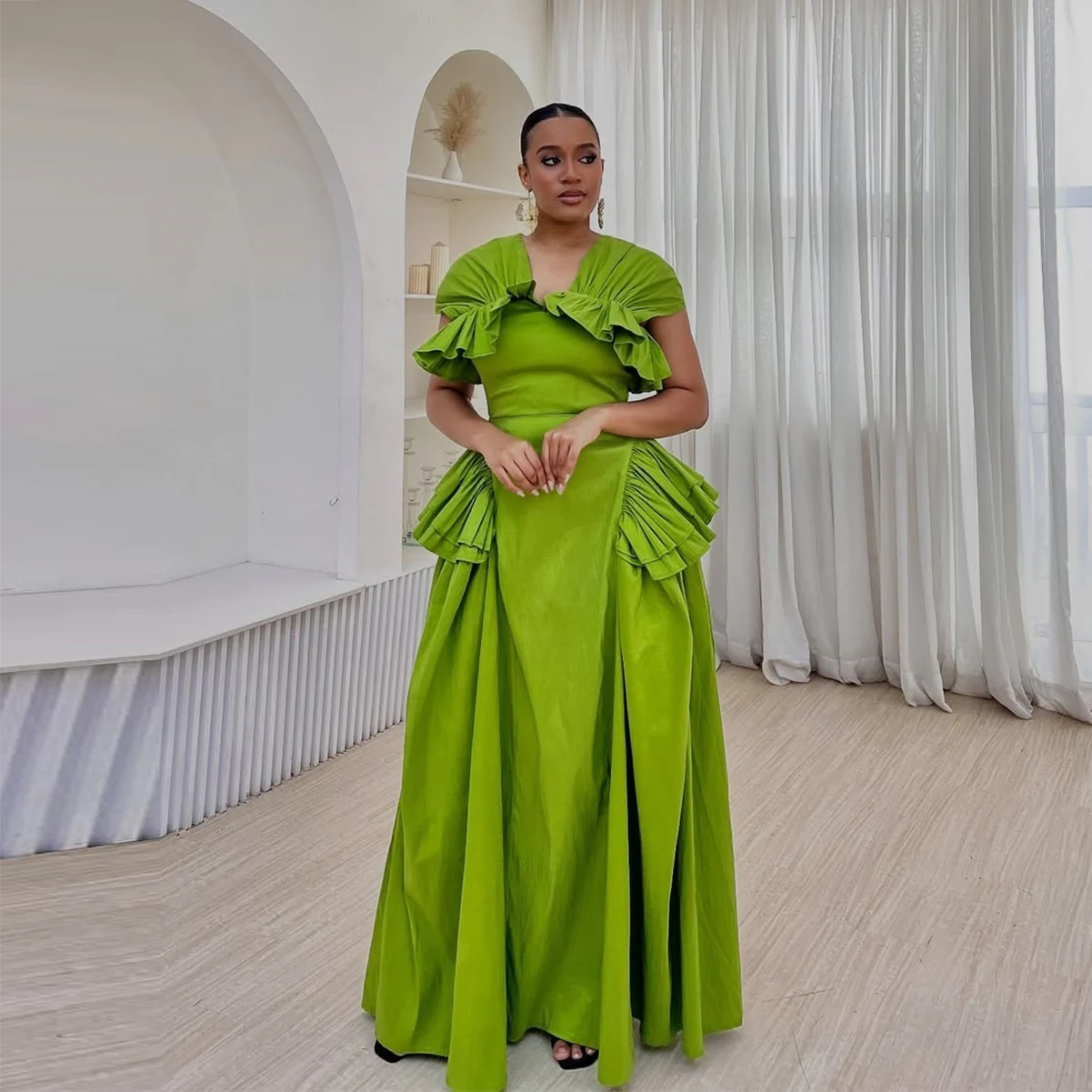 Women Formal Wear For Plus Size - Vestido de Noche de Satén Talla
