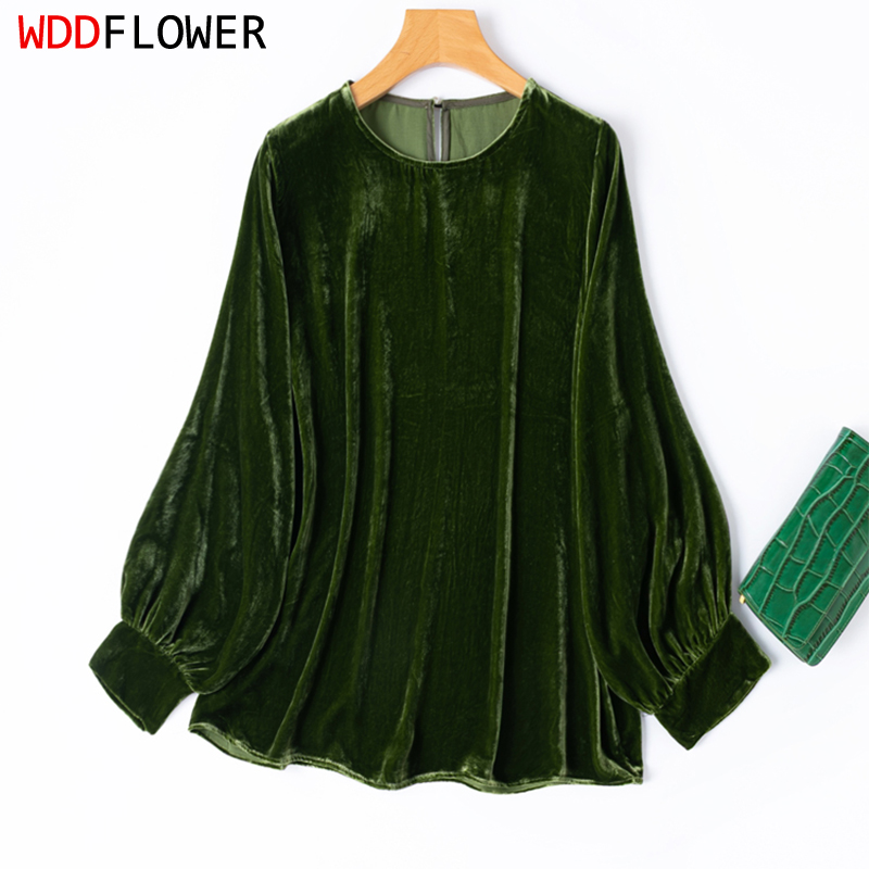 Silk Blouse Button - Blusa de terciopelo de seda para