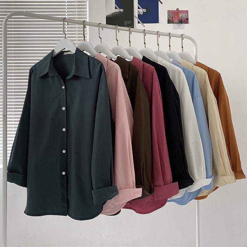 Silk Blouse Button - Camisa y blusa holgada de manga