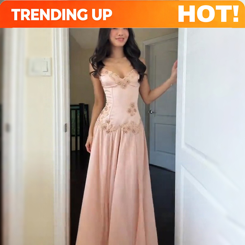 Women Formal Wear Dress - Elegante Vestido Maxi Rosa sin Tirantes
