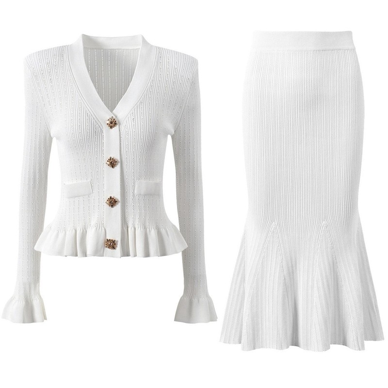 Women'S Formal Wear Cardigan - Elegante Conjunto de Dos Piezas Tejido