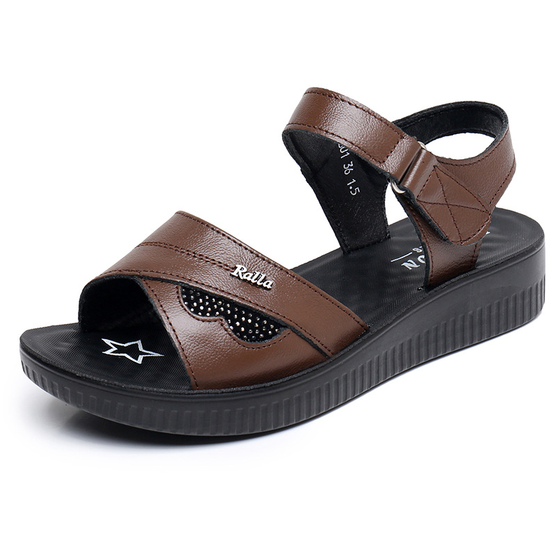 Sandalias de cuero negro con c - Formal Women Daily Wear Sandals reseña y precio