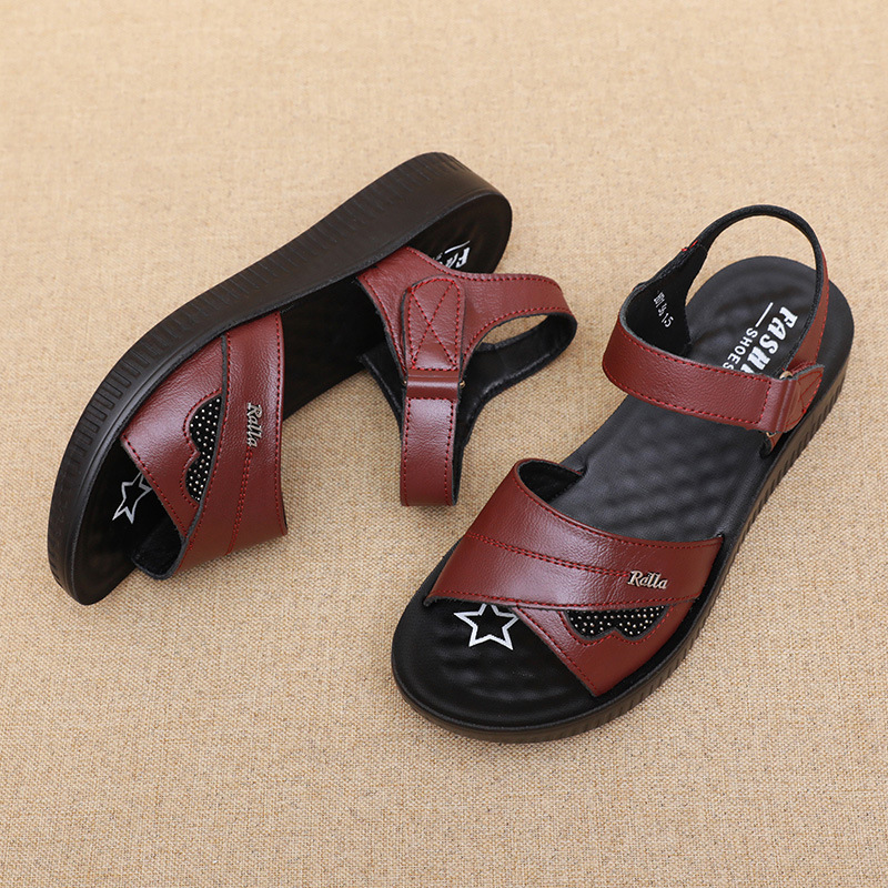 Sandalias de cuero negro con c - Formal Women Daily Wear Sandals reseña y precio
