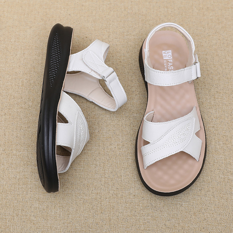 Sandalias de cuero negro con c - Formal Women Daily Wear Sandals reseña y precio