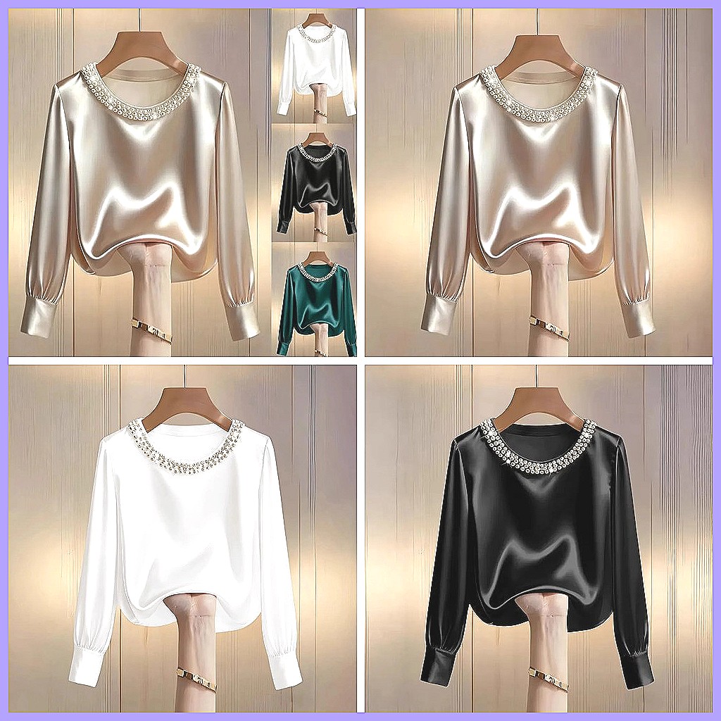 Blusa Elegante de Satén con Cu - Silk Blouse Button reseña y precio