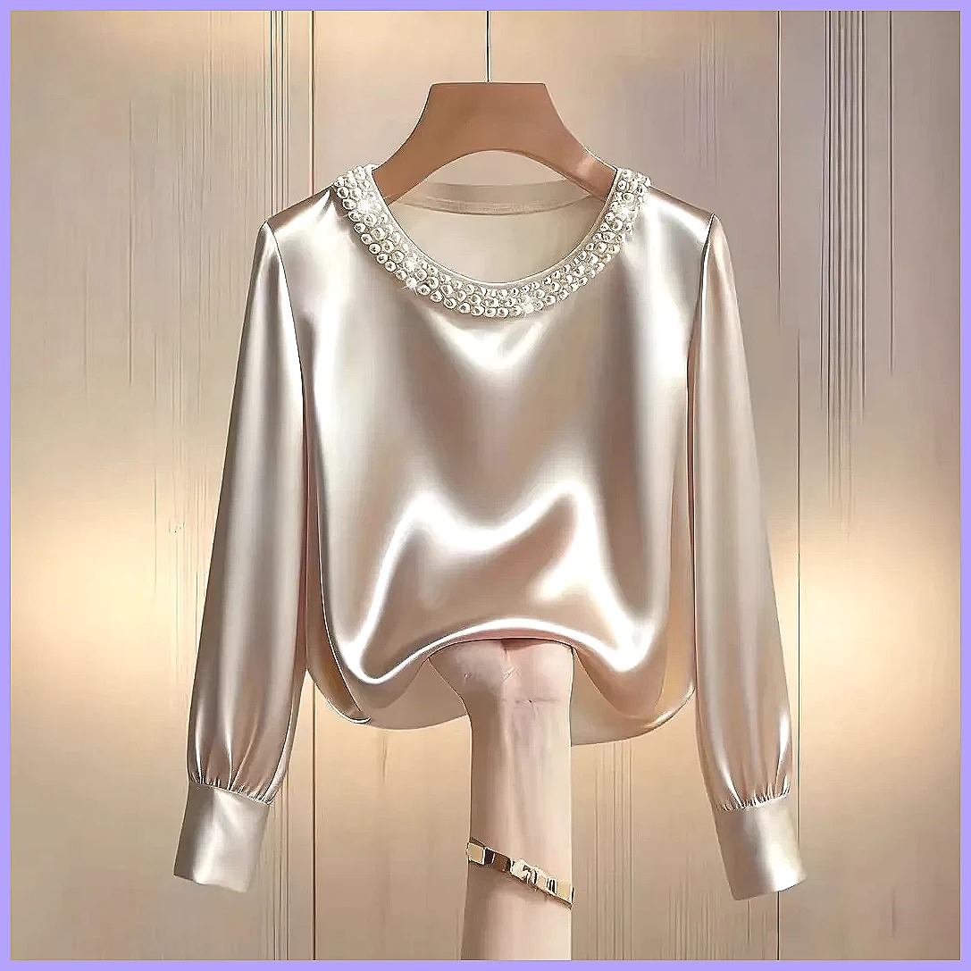 Blusa Elegante de Satén con Cu - Silk Blouse Button reseña y precio