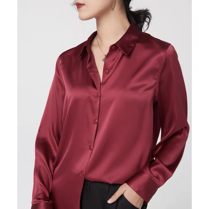 Blusas elegantes de satén de m - Silk Blouse Button reseña y precio