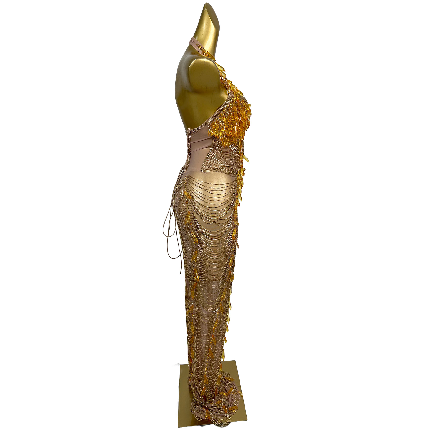Vestido Largo de Noche Dorado  - Women Formal Wear For Plus Size reseña y precio