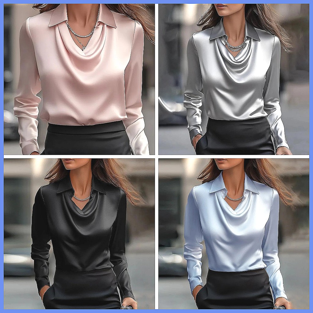 Blusa Vintage de Satén para Mu - Silk Blouse Button reseña y precio