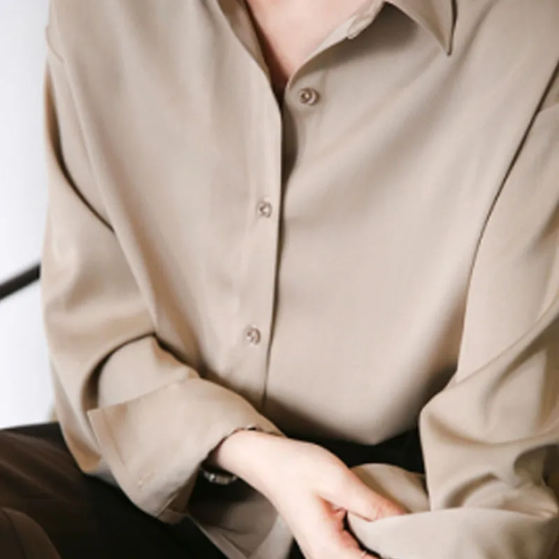 Blusa Elegante de Satén para M - Silk Blouse Button reseña y precio