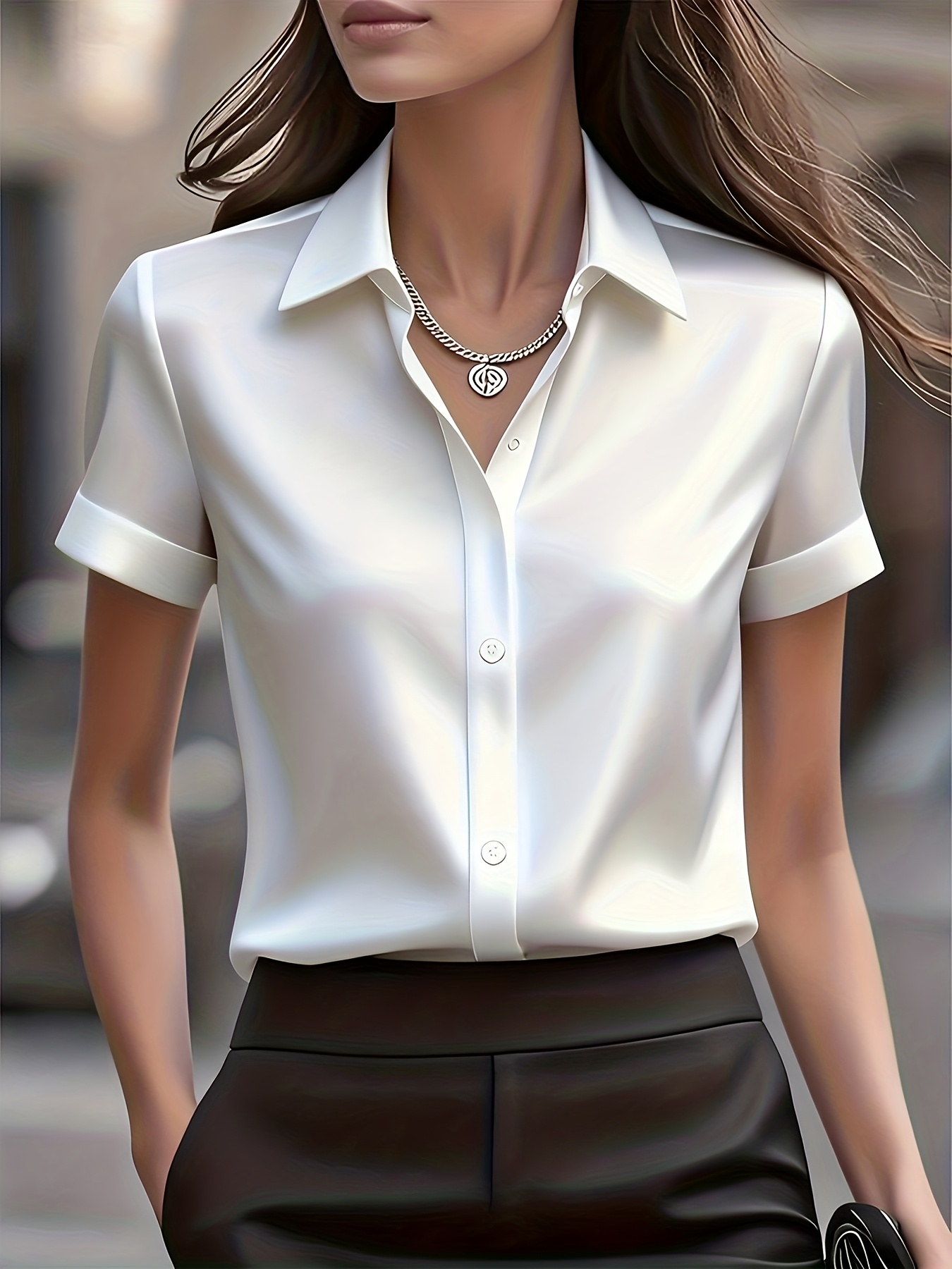 Camisa Elegante de Corte Ental - Silk Blouse Button reseña y precio
