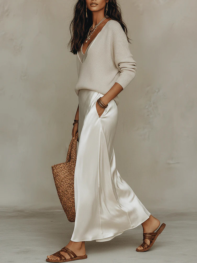 Elegante Vestido Maxi de Satén - Women Formal Wear Dress reseña y precio