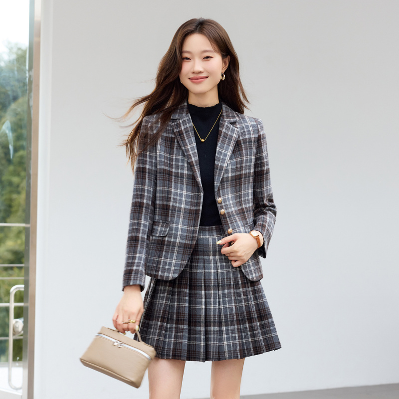 Traje a cuadros marrón claro,  - Women Formal Wear Outfits reseña y precio