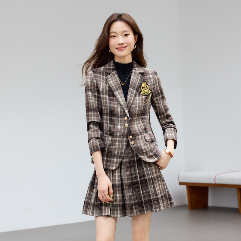 Traje a cuadros marrón claro,  - Women Formal Wear Outfits reseña y precio