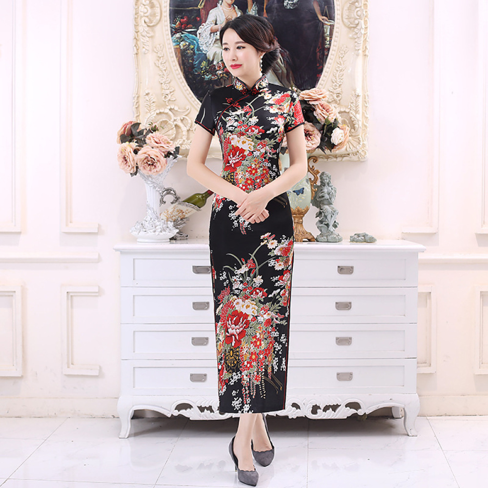 Vestido Largo Cheongsam de Sat - Women Formal Wear For Plus Size reseña y precio